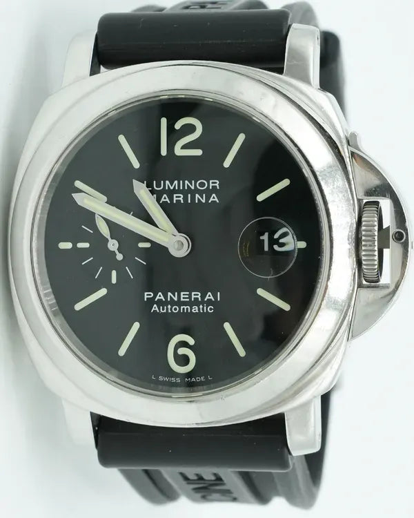 2006 Panerai Luminor Marina Acciaio 44MM Black Dial Rubber Strap (PAM00104)