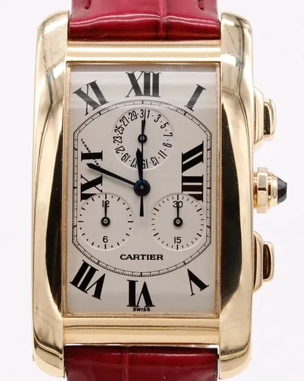 Cartier Tank Américaine 45MM Quartz White Dial Leather Strap (W2601156)