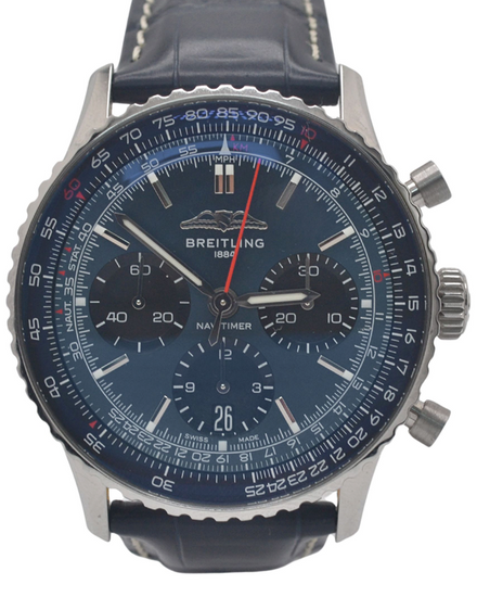 Breitling Navitimer B01 Chronograph 41MM Blue Dial Leather Strap (AB0139)