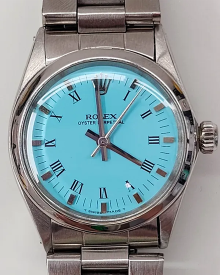 Rolex Oyster Perpetual 31MM Aftermarket Turquoise Blue Dial Oyster Bracelet (6548)