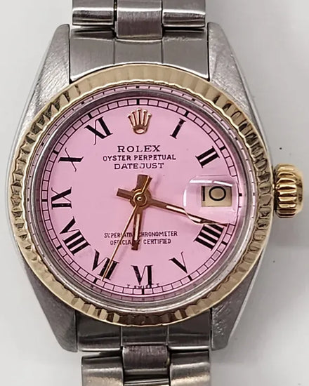 Rolex Lady-Datejust 26MM Aftermarket Pink Dial Oyster Bracelet (6917)