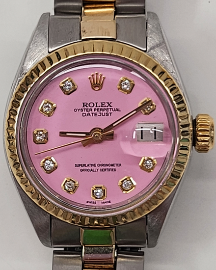 Rolex Lady-Datejust 26MM Aftermarket Pink Dial Aftermarket Two-Tone Bracelet (6917)