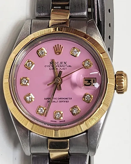 Rolex Lady-Datejust 26MM Aftermarket Pink Dial Aftermarket Two-Tone Oyster Bracelet (6916)