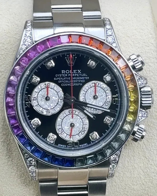 Rolex Cosmograph Daytona "Aftermarket Rainbow" 40MM Aftermarket Black Dial Oyster Bracelet (116520)
