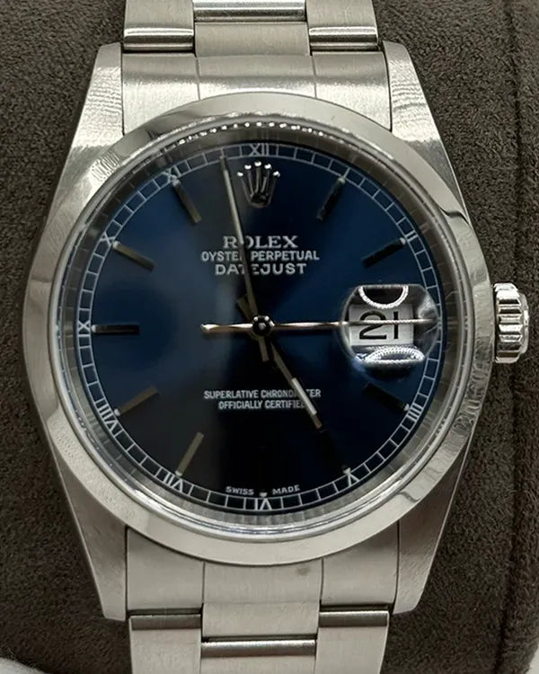 2005 Rolex Datejust 36MM Blue Dial Oyster Bracelet (16200)