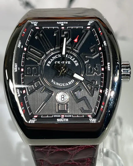 Franck Muller Vanguard 45MM Grey Dial Leather Strap (V 45 SC DT AC NR)