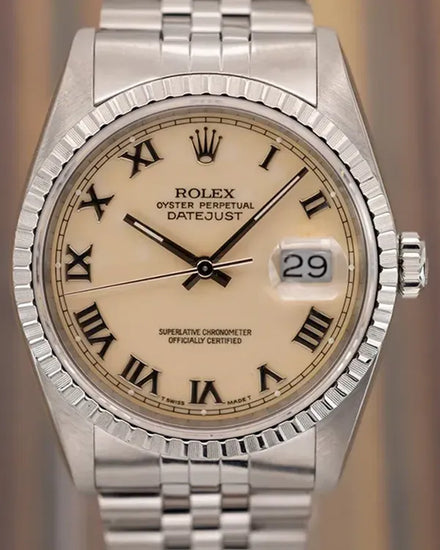 1991 (X Serial) Rolex Datejust 36MM Ivory Dial Jubilee Bracelet (16220)