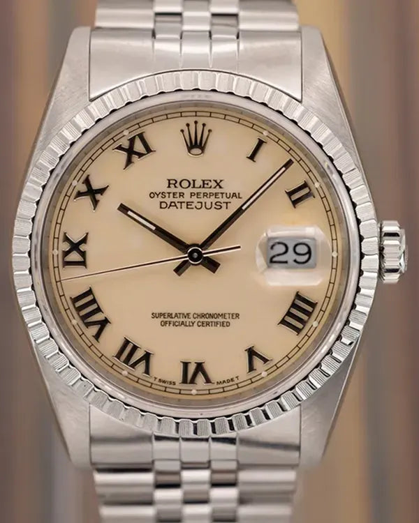 1991 (X Serial) Rolex Datejust 36MM Ivory Dial Jubilee Bracelet (16220)
