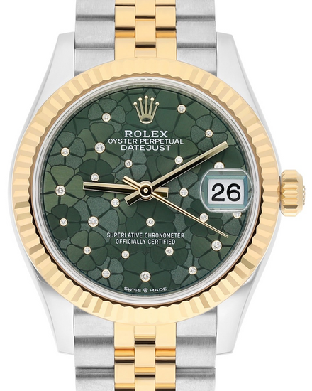 2023 Rolex Datejust 31MM Green "Floral Motif" Dial Two-Tone Super Jubilee Bracelet (278273)