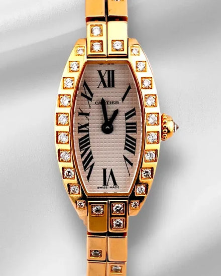 Cartier Lanières Tonneau 27MM Quartz Silver Dial Yellow Gold Bracelet (2563)