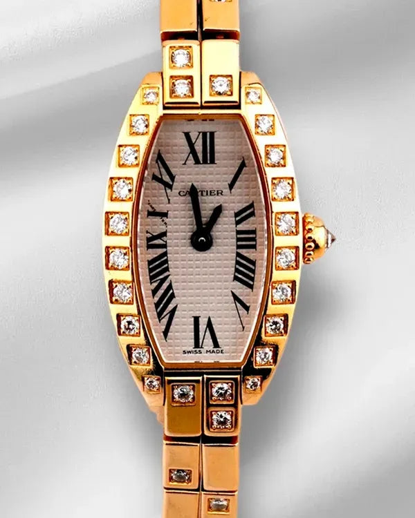 Cartier Lanières Tonneau 27MM Quartz Silver Dial Yellow Gold Bracelet (2563)