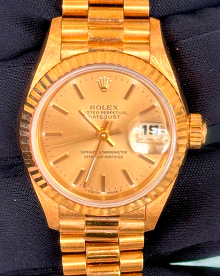 1991 Rolex Lady-Datejust 26MM Champagne Dial Yellow Gold President Bracelet (69178)