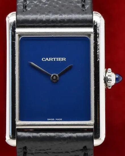 2021 Cartier Tank Must 34MM Quartz Blue Dial Leather Strap (WSTA0055)