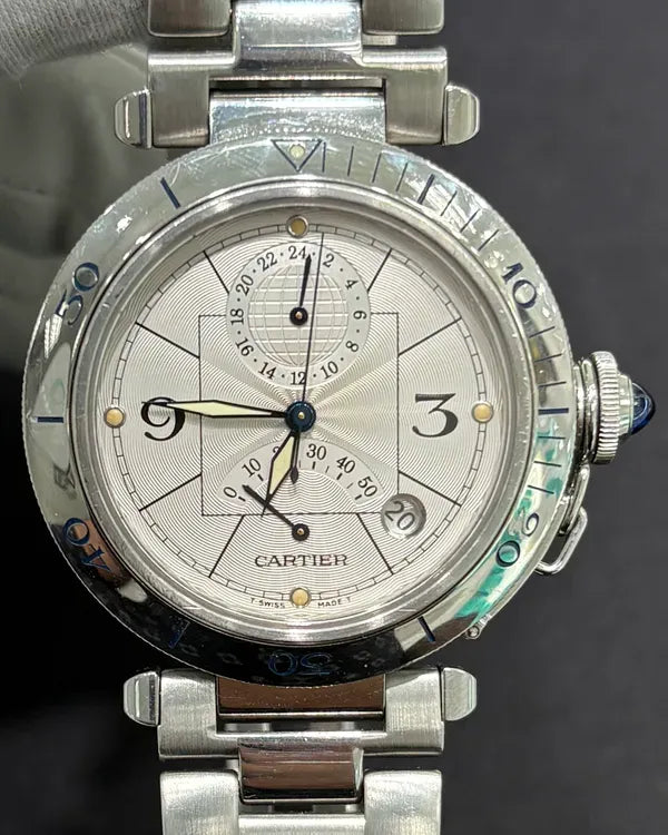 Cartier Pasha GMT De Cartier 38MM Silver Steel Bracelet (2388)
