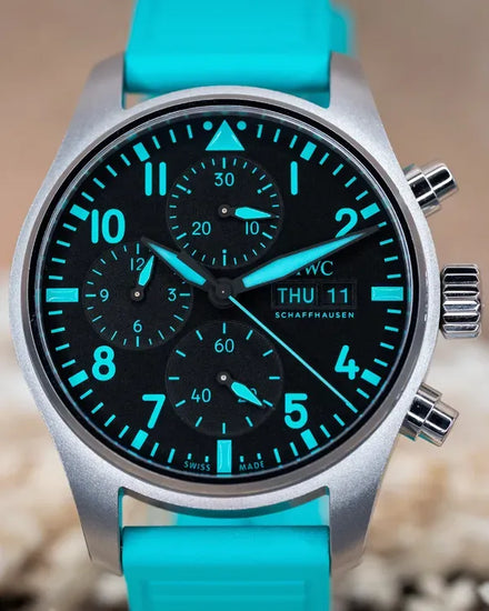 2025 IWC Schaffhausen Pilot Chronograph "Mercedes AMG Petronas F1" 41MM Black Dial Rubber Strap (IW388108)