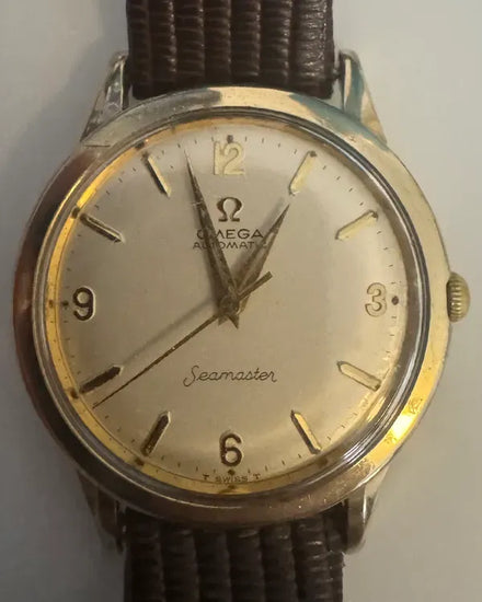 Omega Seamaster 34MM Silver Dial Aftermarket Leather Strap (165.001)