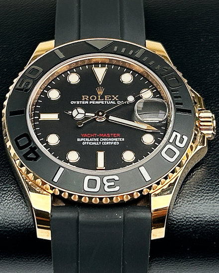 2015 Rolex Yacht-Master 37MM Black Dial Rubber Strap (268655)
