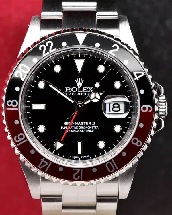 2002 (Y Serial) Rolex GMT-Master II "Coke" 40MM Black Dial Oyster Bracelet (16710)