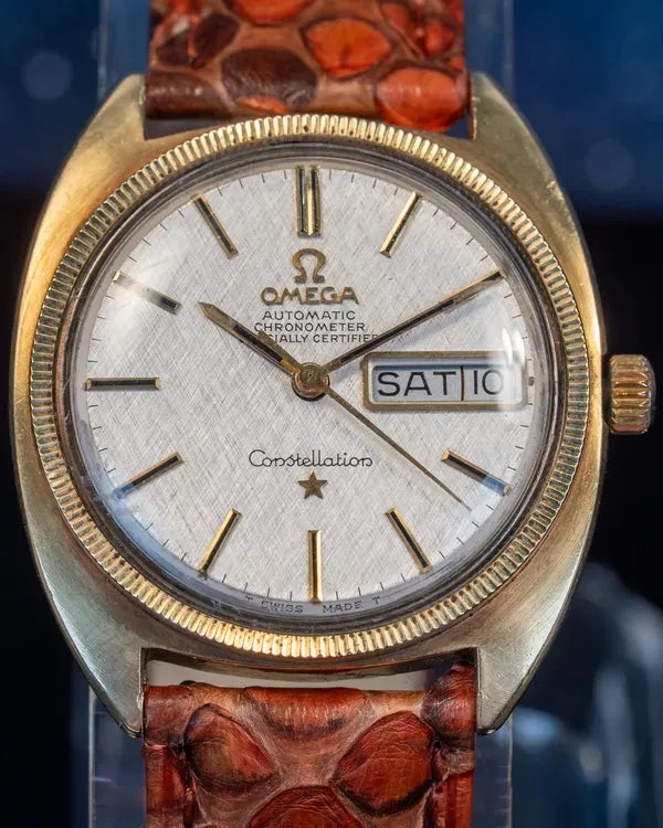 1969 Omega Constellation "C" 36MM White "Linen" Dial Aftermarket Leather Strap (CD 168.029)