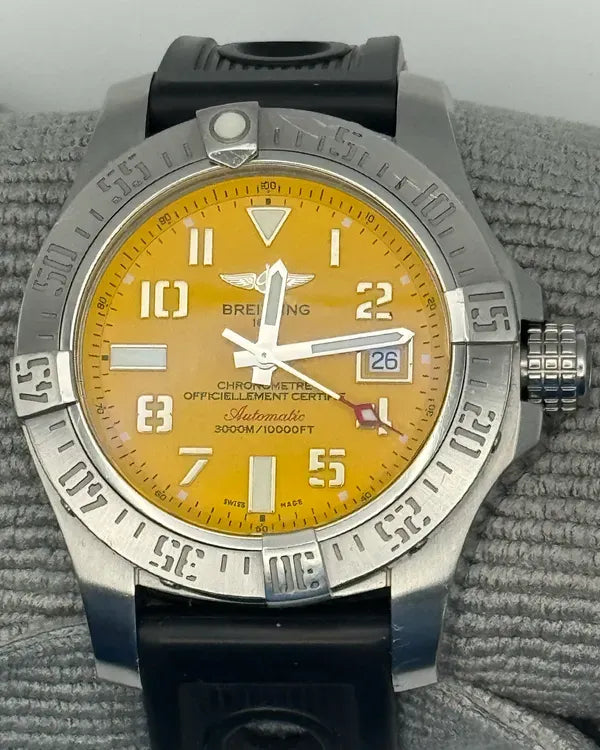 2023 Breitling Avenger II Seawolf 45MM Yellow Dial Rubber Strap (A17331)