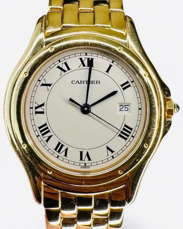 Cartier Must de Cartier Cougar 33MM Quartz White Dial Yellow Gold Bracelet (887904)