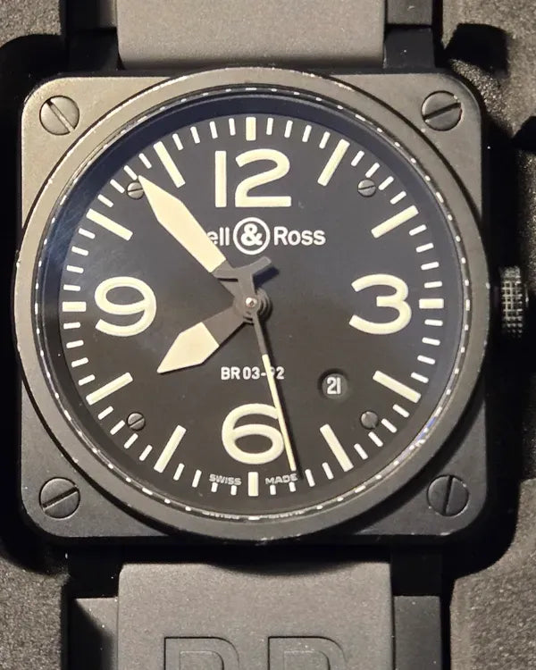 Bell & Ross BR 03 42MM Black Dial Rubber Strap (BR03-92-S)