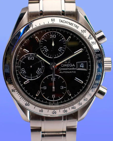 No Reserve - Omega Speedmaster Chronograph 39MM Black Dial Steel Bracelet (175.0083)
