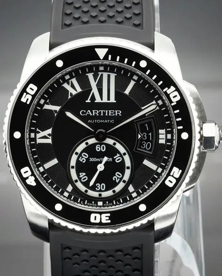 2016 Cartier Calibre de Cartier Diver 42MM Black Dial Rubber Strap (W7100056)