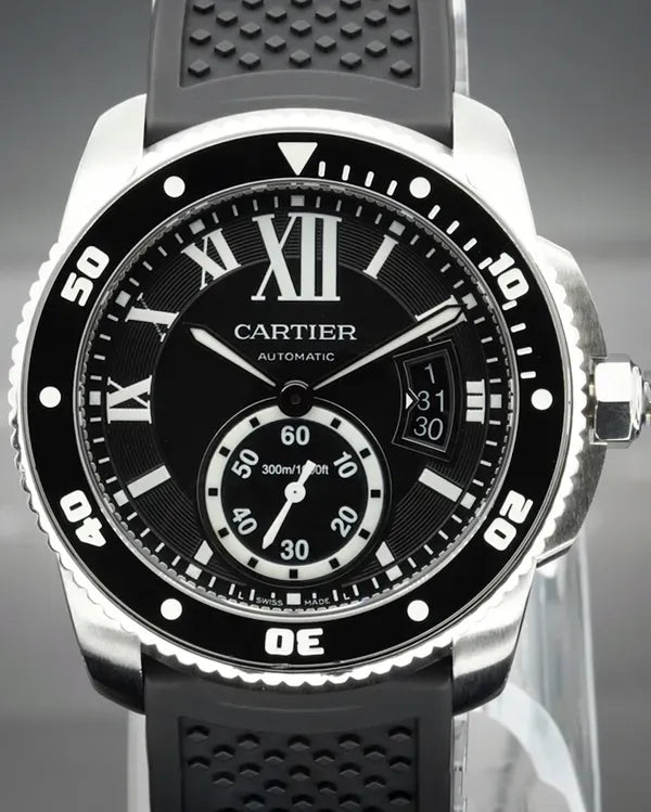 2016 Cartier Calibre de Cartier Diver 42MM Black Dial Rubber Strap (W7100056)