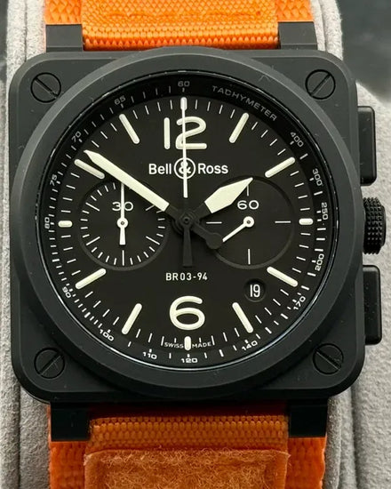 Bell & Ross BR 03 Chrono Black Matte 42MM Black Dial Textile Strap (BR0394-BL-CE)
