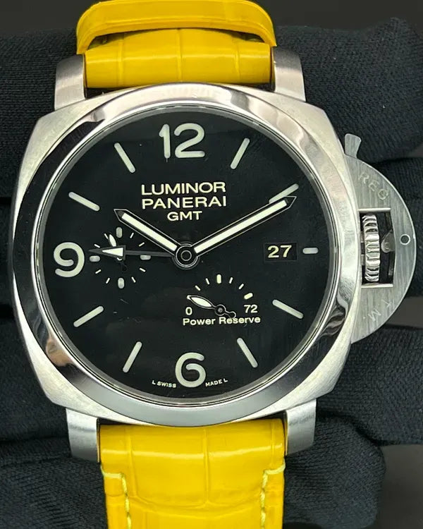 Panerai Luminor 1950 3 Days GMT 44MM Black Dial Leather Strap (PAM00321)
