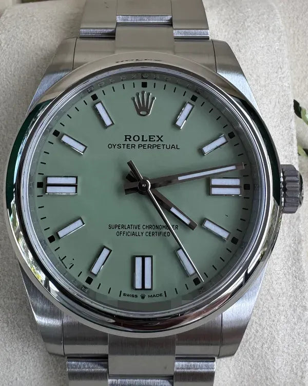 2025 Rolex Oyster Perpetual 41MM Pistachio Dial Oyster Bracelet (134300)