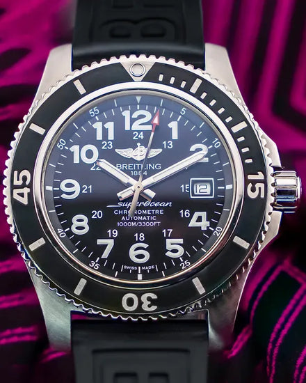 2019 Breitling Superocean II 44MM Black Dial Rubber Strap (A17392D71B1S1)