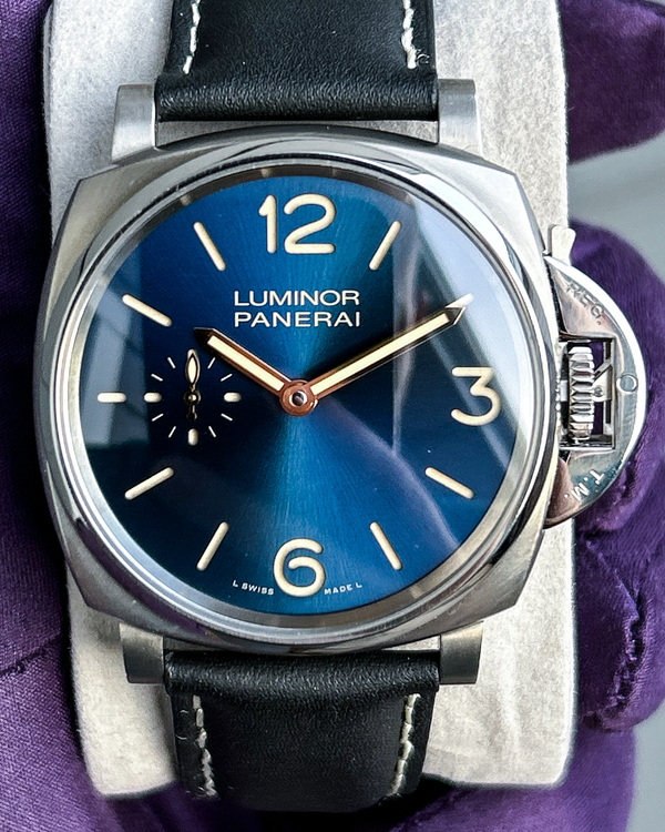 2018 Panerai Luminor Due 42MM Blue Dial Aftermarket Leather Strap (PAM00728)
