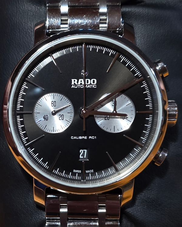 Rado DiaMaster 45MM Black Dial Steel Bracelet (604.0070.3)