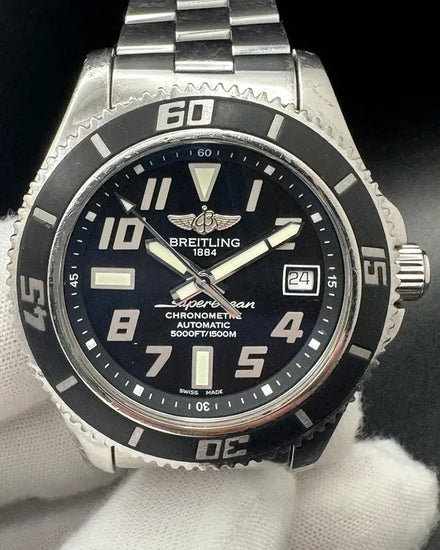 No Reserve - 2013 Breitling Superocean 42MM Black Dial Steel Bracelet (A1736402/BA28)