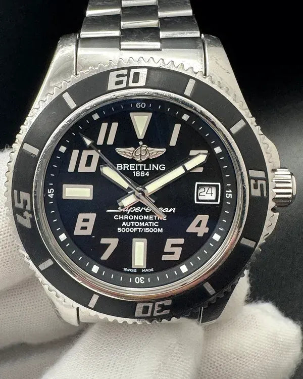 No Reserve - 2013 Breitling Superocean 42MM Black Dial Steel Bracelet (A1736402/BA28)