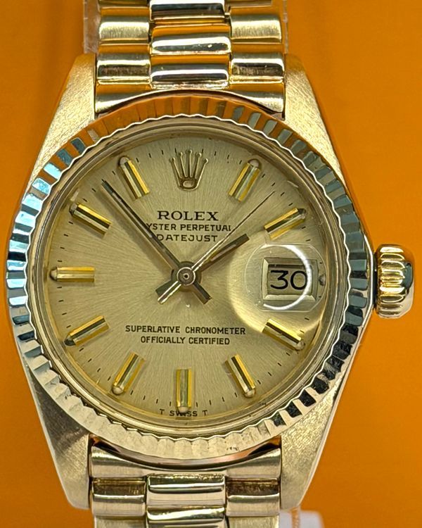 1979 Rolex Lady-Datejust 26MM Champagne Dial Yellow Gold President Bracelet (6917)