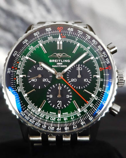 2022 Breitling Navitimer B01 46MM Green Dial Steel Bracelet (AB0137241L1P1)