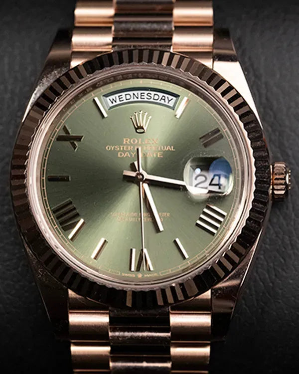 Rolex Day-Date 40MM Green Dial Rose Gold President Bracelet (228235)