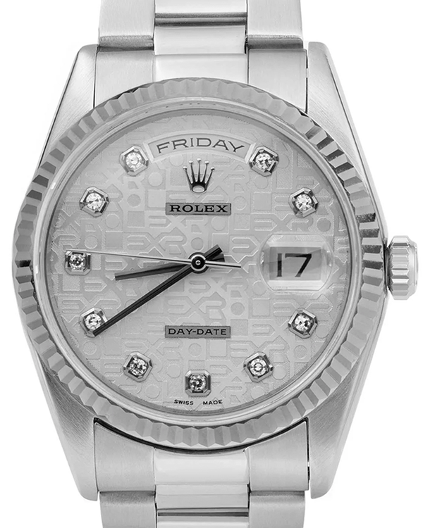 Rolex Day-Date 36MM Silver "Jubilee" Dial White Gold Oyster Bracelet (118239)