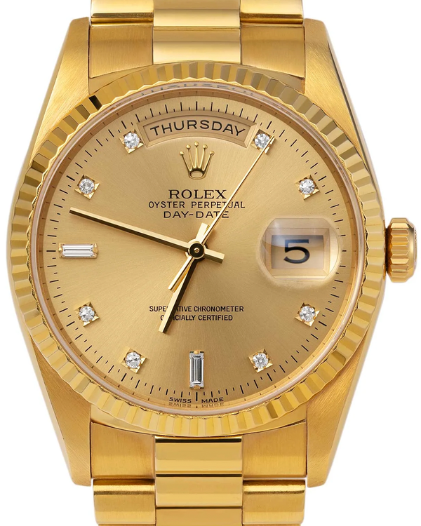 Rolex Day-Date 36MM Champagne Dial Yellow Gold President Bracelet (18238)