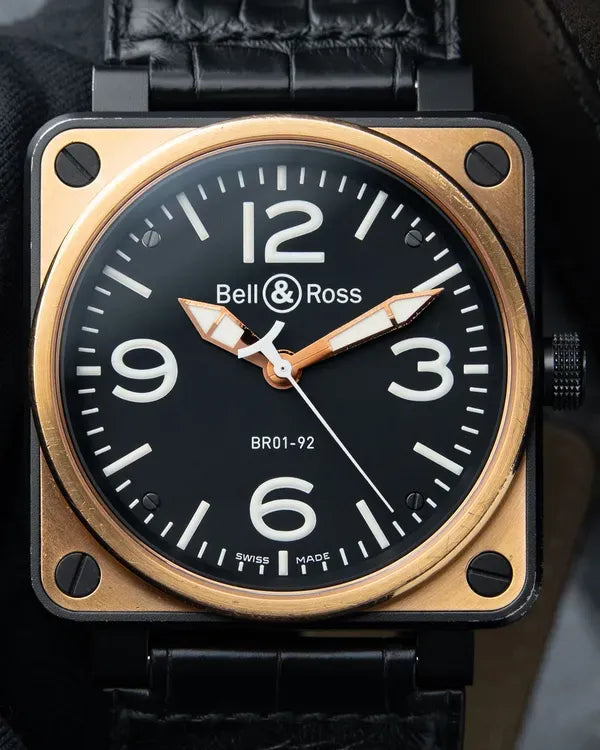 Bell & Ross BR 01 - 92 Aviation 46MM Black Dial Leather Strap (BR01-92-S/R)