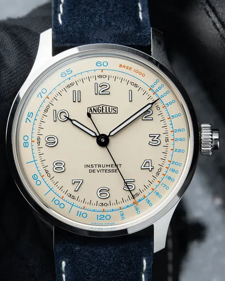 2024 Angelus Chronodate Instrument De Vitesse Blanc Ivoire L.E. 39MM Ivory Dial Leather Strap (0.CHBS.I01A)