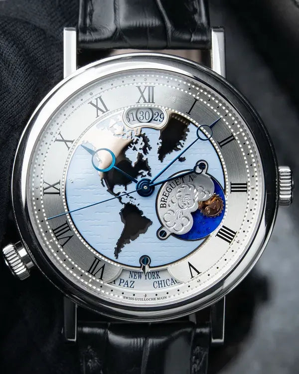 Breguet Classique Hora Mundi 5717 43MM Blue Dial Leather Strap (5717PT/US/9ZU)