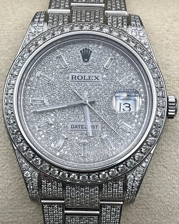 Rolex Datejust 41MM Aftermarket Diamond Pavé Dial Aftermarket Oyster Bracelet (126300)