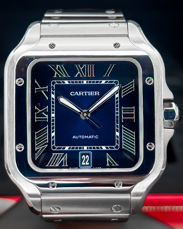 2023 Cartier Santos De Cartier 39.8MM Blue Dial Steel Bracelet (WSSA0030)