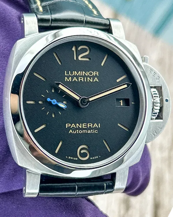 2018 Panerai Luminor Marina 1950 3 Days 42MM Black Dial Leather Strap (PAM01392)