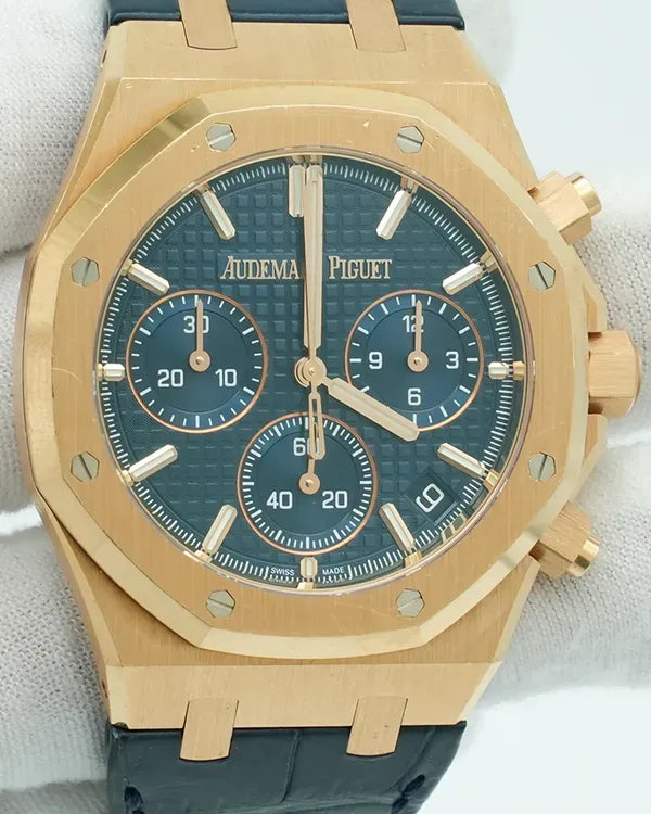 Audemars Piguet Royal Oak Chronograph 41MM Blue Dial Leather Strap (26240OR.OO.D315CR.01)