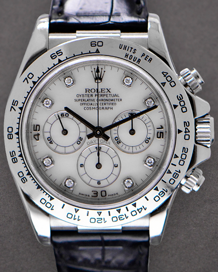 Rolex Cosmograph Daytona 40MM Mother Of Pearl Dial Leather Strap (16519)